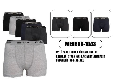 Menbox 1043 Erkek Likralı Boxer 12'li
