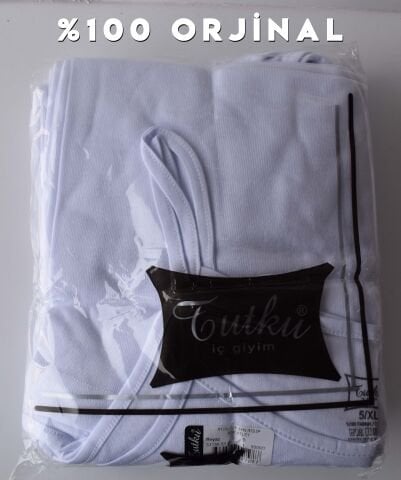 Tutku 0135 Beyaz Ribana Bayan İp Askılı Atlet 6'lı