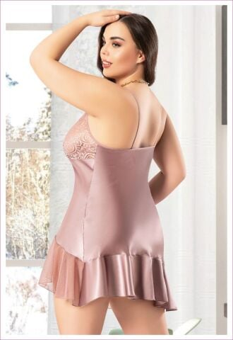 Miss Laris 4046 Battal Beden Bayan Saten Gecelik