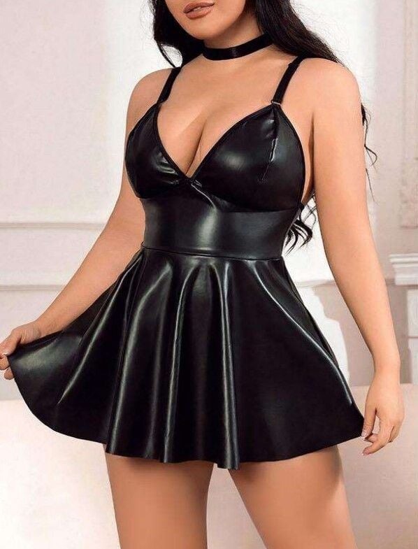 Passione 40008 Büyük Beden Deri Erotik Gecelik