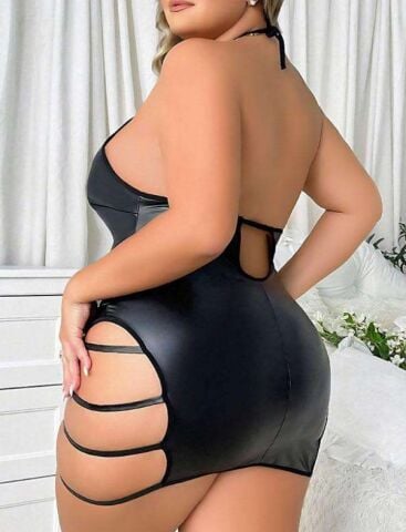 Passione 40005 Büyük Beden Deri Erotik Gecelik