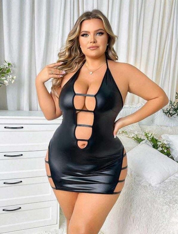 Passione 40005 Büyük Beden Deri Erotik Gecelik