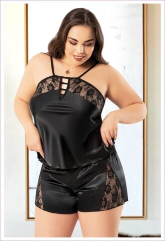 Miss Laris 4236 Battal Beden Bayan Saten Gecelik