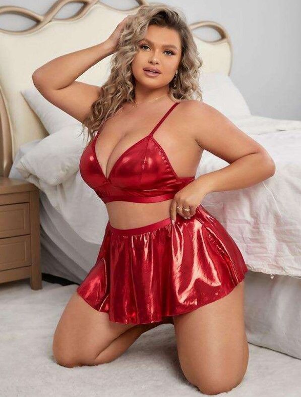 Passione 40014 Büyük Beden Deri Erotik Gecelik