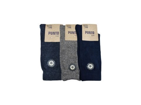 Punto 6400 (40-44) Topuk Burun Takviyeli Erkek Yün Çorap 12'li