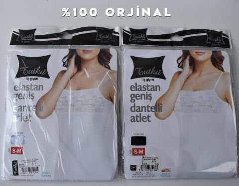 Tutku Bayan Elestan İp Askılı Geniş Dantelli Atlet