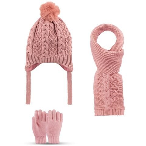 Kitti P-K25170-05 (4-8) Yaş Kız Çocuk Şapka Atkı Eldiven Takım 6'lı
