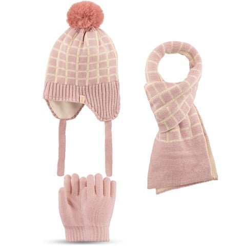 Kitti P-K25170-04 (4-8) Yaş Kız Çocuk Şapka Atkı Eldiven Takım 6'lı