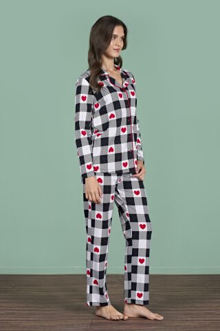 Pijadore 1958 (M-L-XL-XXL) Uzun Kollu Bayan Pijama Takım 4'lü