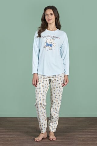 Pijadore 1947 (M-L-XL-XXL) Uzun Kollu Bayan Pijama Takım 4'lü