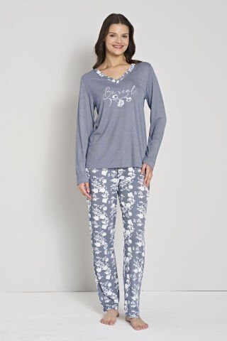 Pijadore 1915 (M-L-XL-XXL) Uzun Kollu Bayan Pijama Takım 4'lü