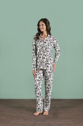 Pijadore 1993 (M-L-XL-XXL) Uzun Kollu Bayan Pijama Takım 4'lü