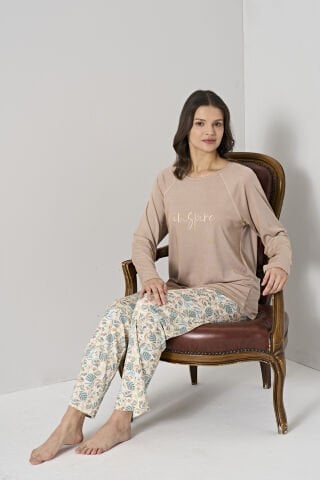 Pijadore 1902 (M-L-XL-XXL) Uzun Kollu Bayan Pijama Takım 4'lü