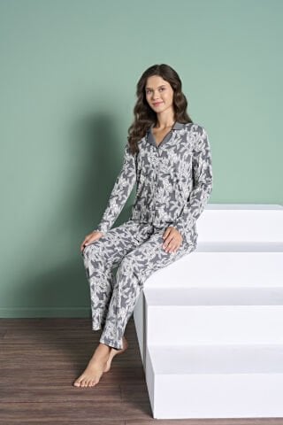 Pijadore 1973 (M-L-XL-XXL) Uzun Kollu Bayan Pijama Takım 4'lü