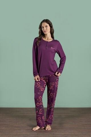 Pijadore 2000 (2XL-3XL-4XL-5XL) Battal Beden Uzun Kollu Bayan Pijama Takım 4'lü