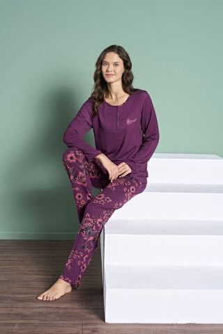 Pijadore 2000 (2XL-3XL-4XL-5XL) Battal Beden Uzun Kollu Bayan Pijama Takım 4'lü