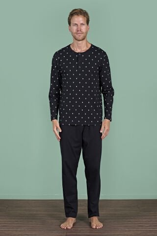 Pijadore 1929 (M-L-XL-XXL) Uzun Kollu Erkek Pijama Takım 4'lü