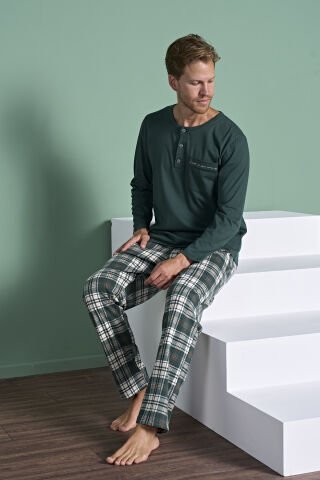 Pijadore 1935 (M-L-XL-XXL) Uzun Kollu Erkek Pijama Takım 4'lü