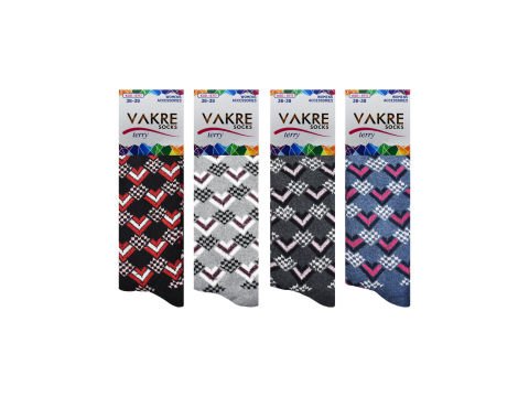 Vakre 9717-17 Bayan Penye Havlu Kışlık Çorap 12'li