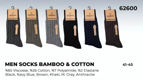 Mısırlı 62600 (41-45) Dikişsiz Bambu Cotton Kışlık Erkek Çorap 12'li