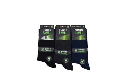 Punto 4750 (40-45) Yıkamalı Dikişsiz Erkek Bambu Çorap 12'li