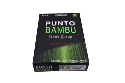 Punto 4750 (40-45) Yıkamalı Dikişsiz Erkek Bambu Çorap 12'li