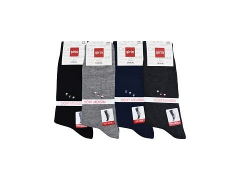 Şirin 7150-53 Dört Mevsim Ter Emici Erkek Penye Soket Çorap 12'li