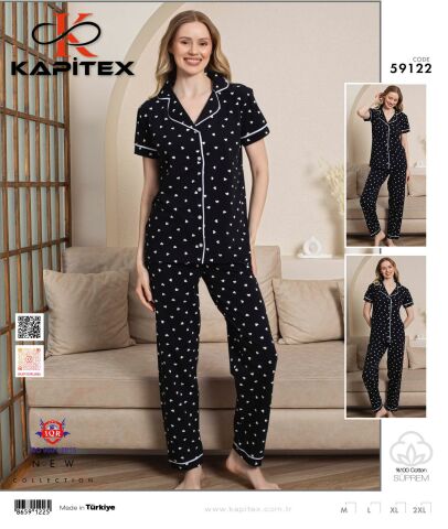 Kapitex 59122 Kısa Kol Bayan Pijama Takım 4'lü