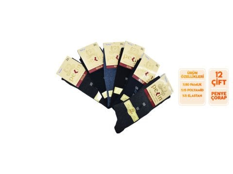 Pelin 1-6 Erkek Likralı Çorap 12'li