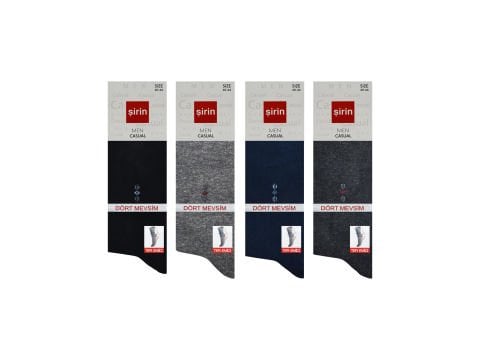 Şirin 7150-19 Dört Mevsim Ter Emici Erkek Penye Soket Çorap 12'li
