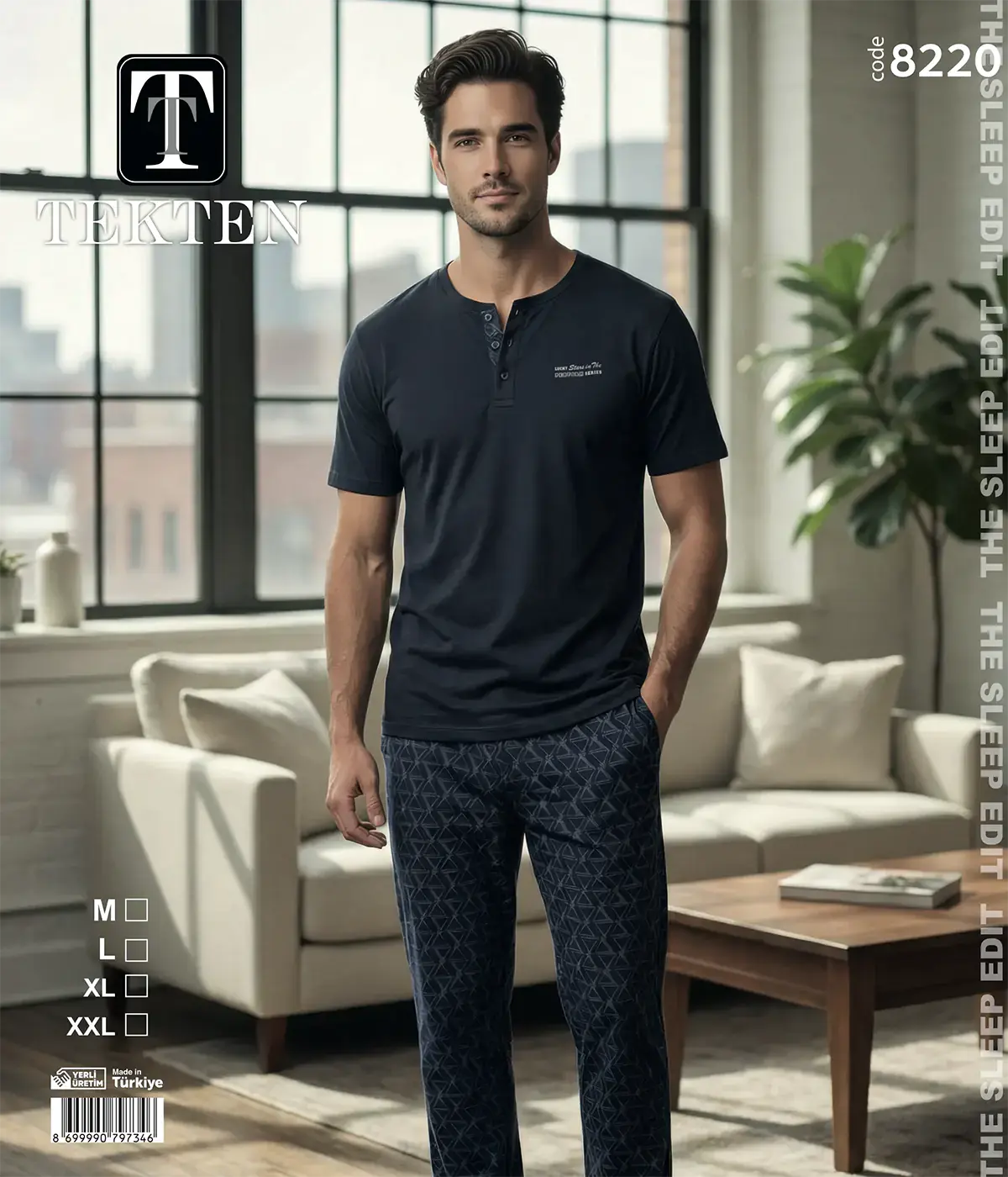 Tekten 8220 (M-L-XL-XXL) Erkek Uzun Kollu Pijama Takım
