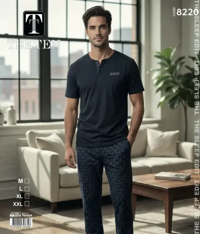 Tekten 8220 (M-L-XL-XXL) Erkek Uzun Kollu Pijama Takım