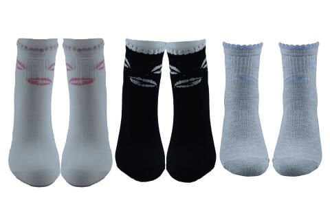 Şirin 4035-2 (36-40) Dikişsiz Bayan Yarım Konç Desenli Penye Patik Çorap 12'li