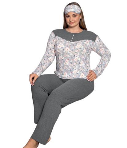 Tekten 8050 Battal Boy Uzun Kollu Bayan Pijama Takımı