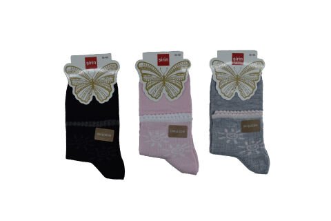 Şirin 4035-3 (36-40) Dikişsiz Bayan Yarım Konç Desenli Penye Patik Çorap 12'li