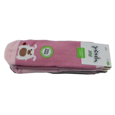 Panda 07-K-1 (1-6 Yaş) Doğal Pamuk Havlu Kaydırmaz Taban Abs'li Kız Bebek Çorap 12'li