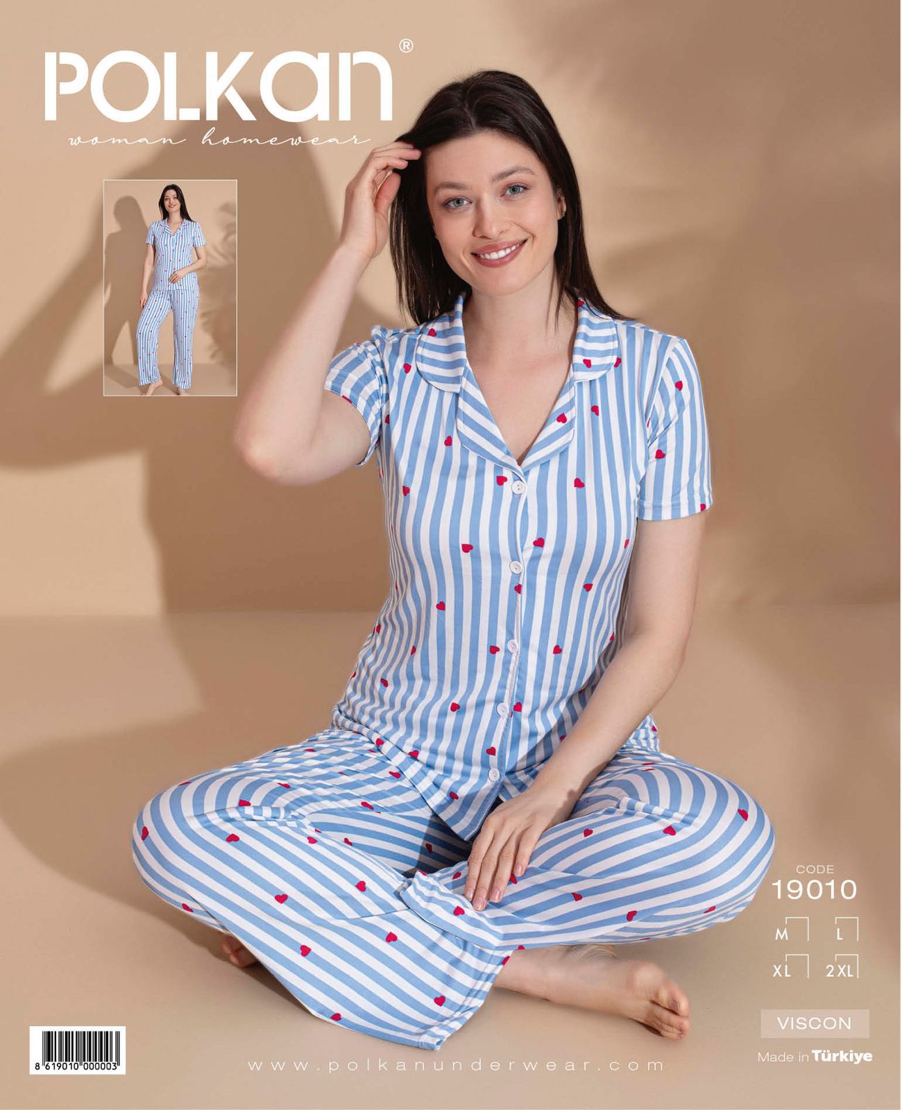 Polkan 19010 Bayan Ring Viskon Kısa Kollu Bayan Pijama Takım Paket İçi 4'lü