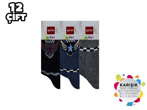 Şirin 002 Mevsimlik Erkek Çocuk Soket Çorap 12'li