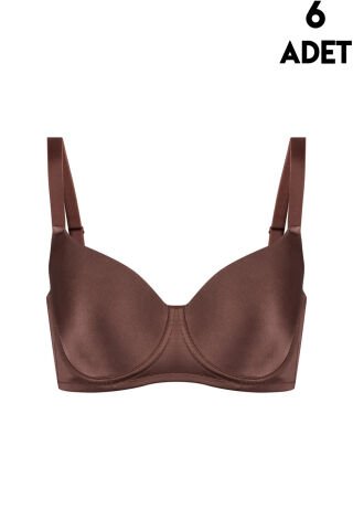 Cansoy 660 Kahve Diana C Cup Balenli Desteksiz Bayan Sütyen 6'lı