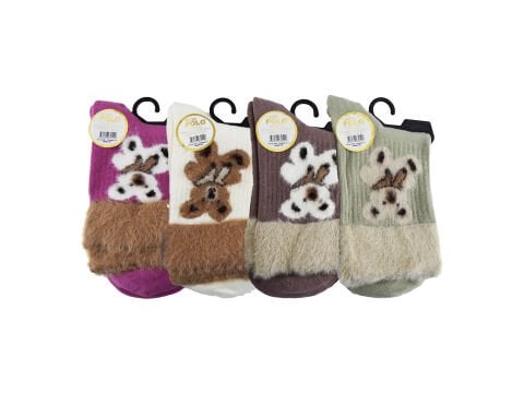 XGRİ POLO 40-1 Havlu Yumoş Peluş Yıkamalı Kışlık Bayan Soket Çorap 12'li