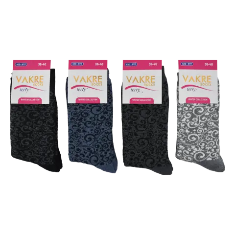 Vakre 9717-24 Bayan Penye Havlu Kışlık Çorap 12'li