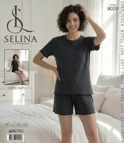 Selina 9020 (M-L-XL-XXL) Bayan Şortlu Takım