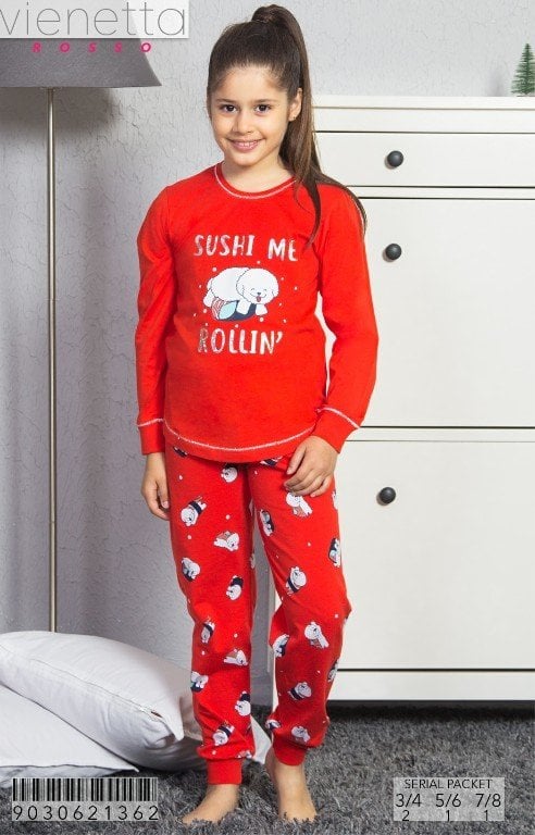 Vienetta 5260 Uzun Kollu Kız Çocuk Pijama Takımı