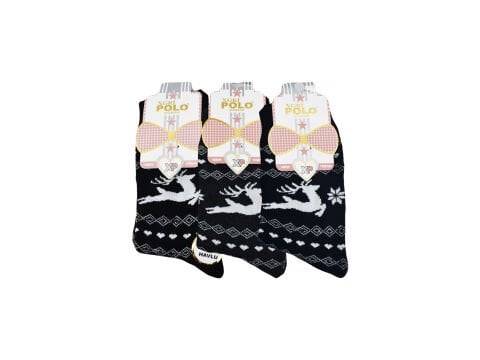 XGRİ POLO 36-03 Havlu Kışlık Bayan Soket Çorap 12'li