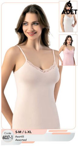 Kota 6037-1 Bayan İp Askılı Dantelli Atlet 6'lı