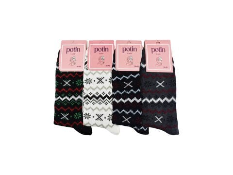 Potin 3-8 Bayan Penye Likralı Çorap 12'li