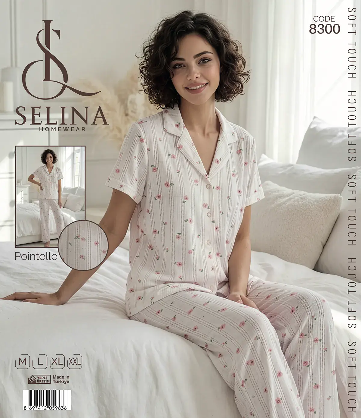 Selina 8300 (M-L-XL-XXL) Bayan Kısa Kollu Pijama Takım