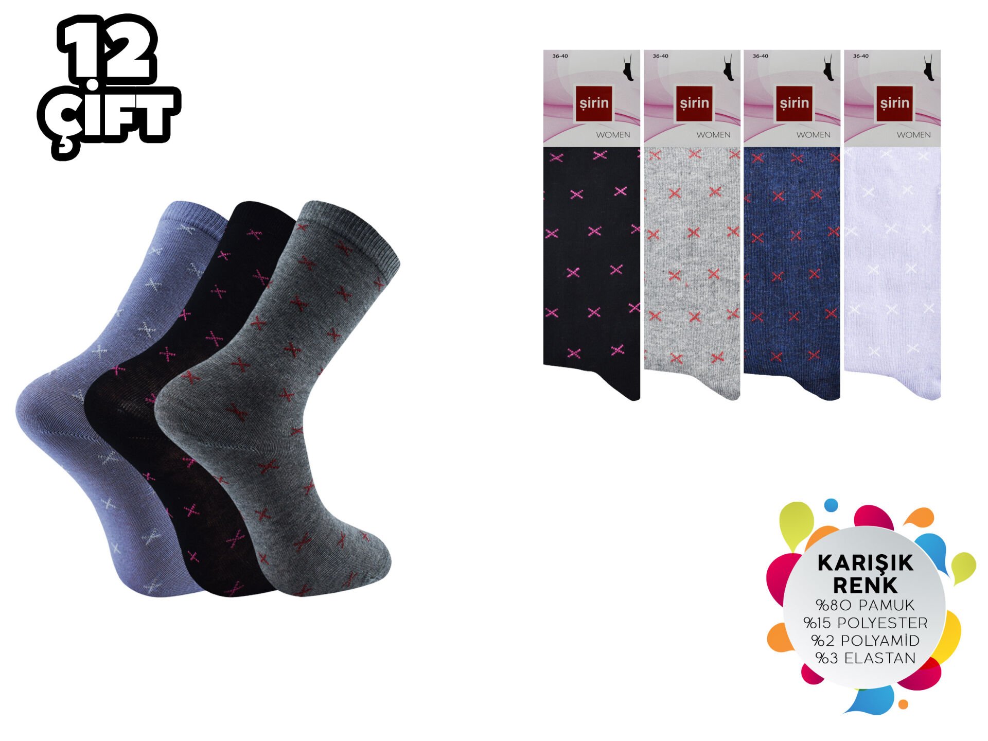 Şirin 4000-48 Dikişsiz Bayan Penye Çorap 12'li