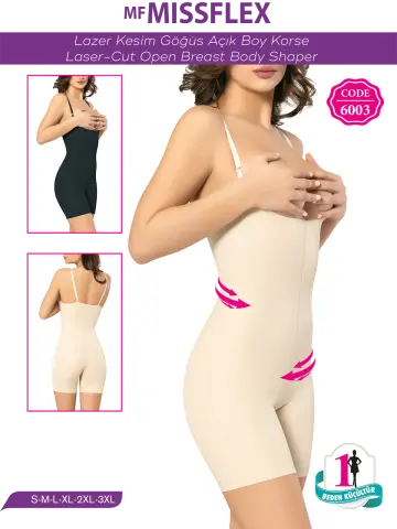 Flex Fit 6003 Lazer Kesim Askılı Göğüs Altı Paçalı Korse