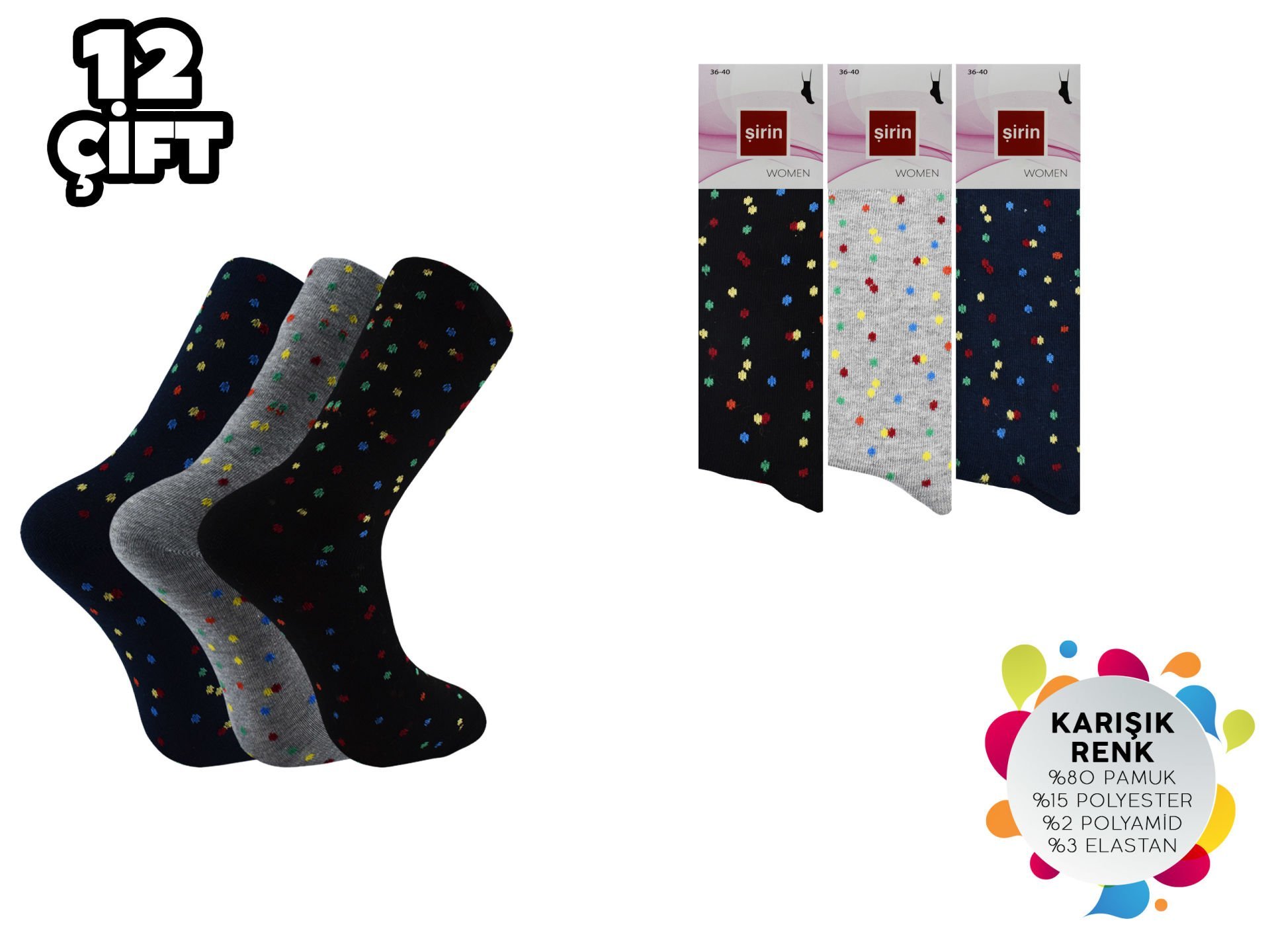 Şirin 4000-33 Dikişsiz Bayan Penye Çorap 12'li